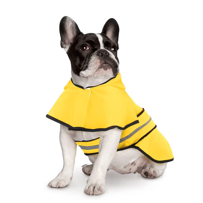 HDE Dog Raincoat Jacket Reflective Adjustable Hooded Pet Poncho Rain Coat with Leash Hole for Small to X-Large Dogs Yellow - S - Image 2